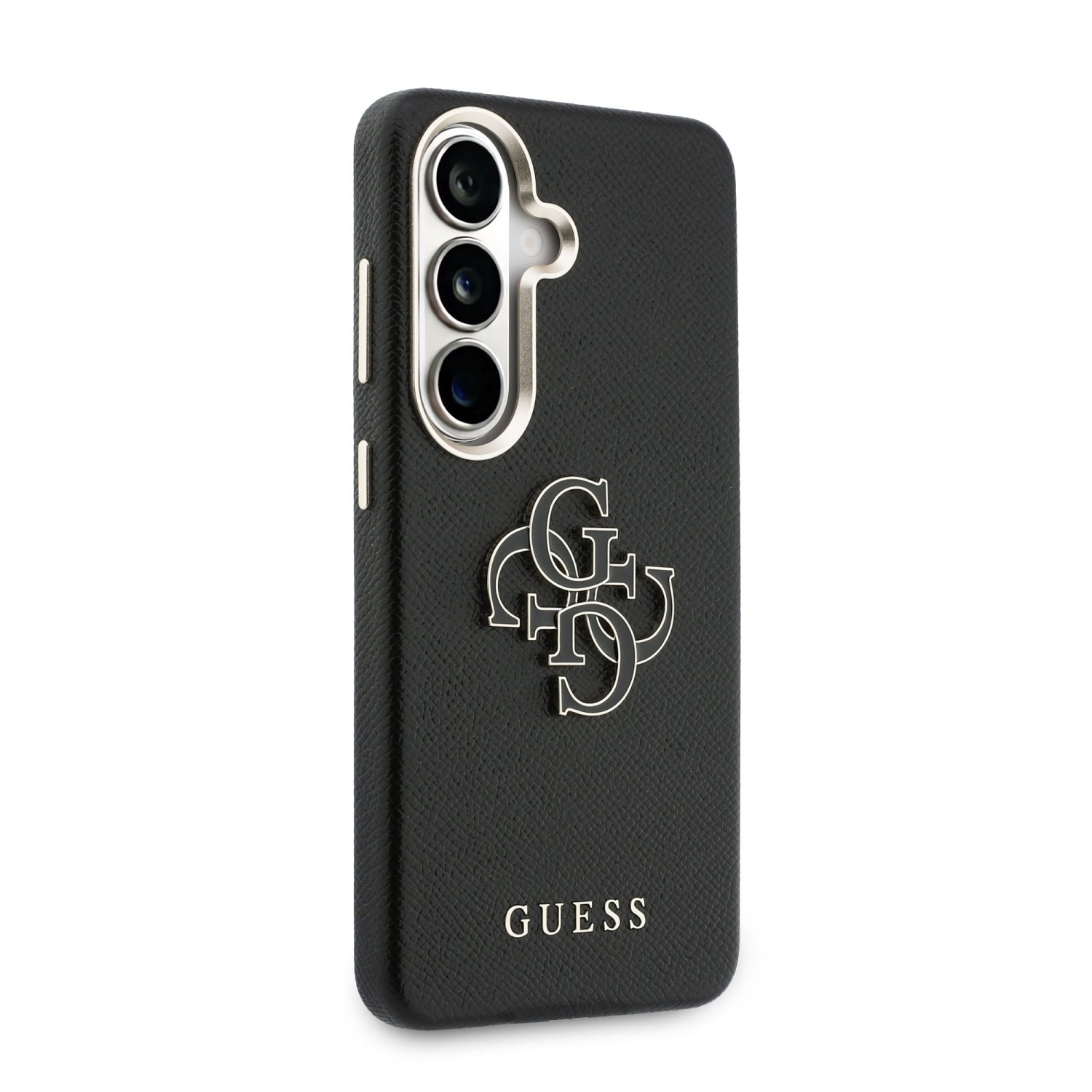 Guess PU 4G Resin Metal Logo Zadní Kryt pro Samsung Galaxy S26+ Black