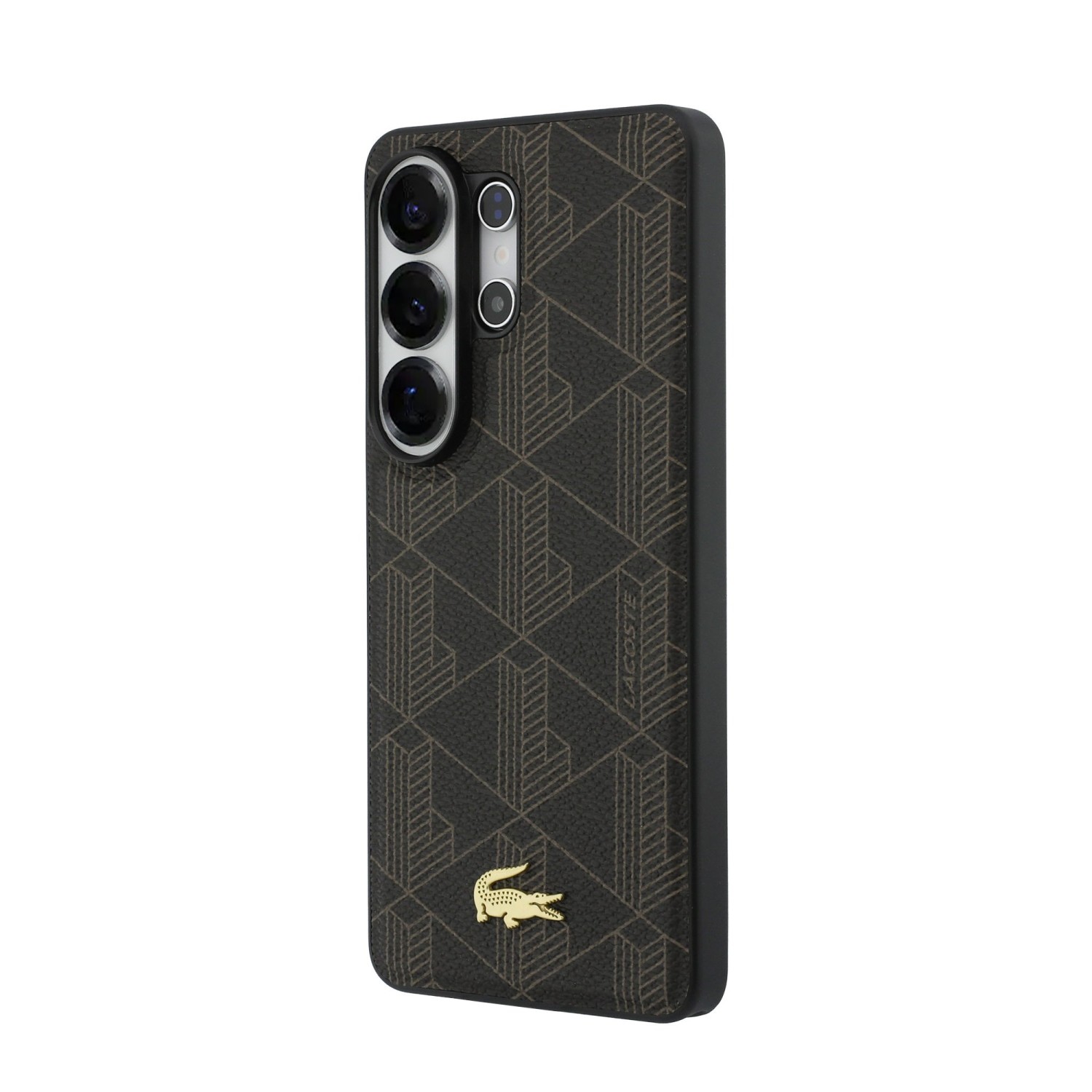 Lacoste PVC Blend Monogram Gold Logo Magnetic Zadní Kryt pro Samsung Galaxy S26 Ultra Brown