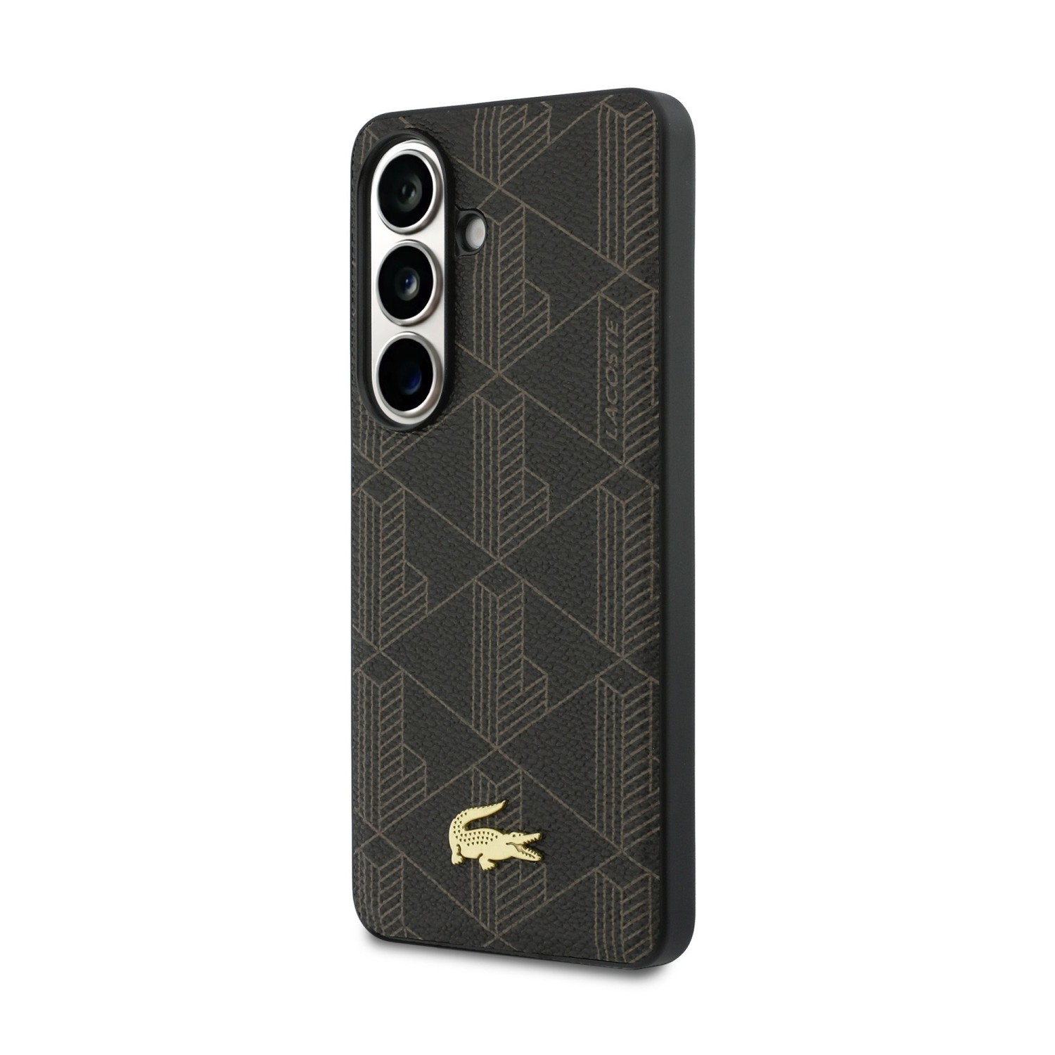 Lacoste PVC Blend Monogram Gold Logo Magnetic Zadní Kryt pro Samsung Galaxy S26 Brown