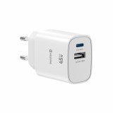 Swissten Síťový Adaptér Edge GaN 1x USB-C PD 45W + 1x USB-A 18W QC bílá