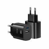 Swissten Síťový Adaptér Edge GaN 1x USB-C PD 20W + 1x USB-A 18W QC černá