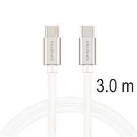 Datový Kabel Swissten Textile USB-C / USB-C 3.0 M stříbrná