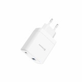 Swissten Síťový Adaptér GaN 1x USB-C 45W PD + 1x USB-A 18W QC bílá