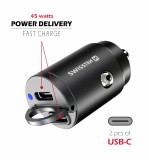 Swissten CL Adaptér Power Delivery 2x USB-C 45W Nano černá