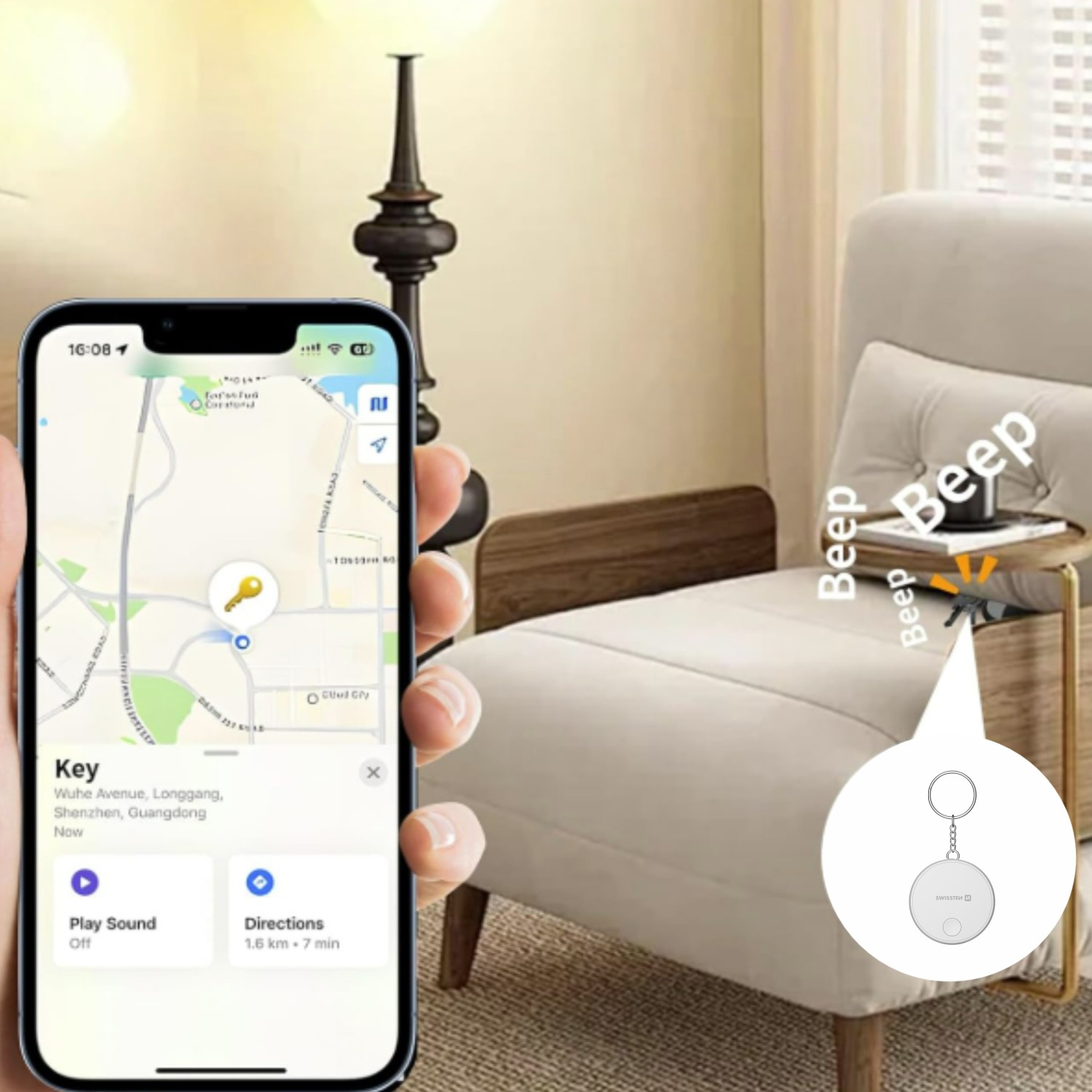 Swissten Find Tag chytrý lokátor s funkcí Apple Find My bílá