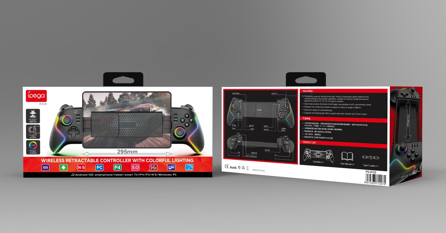 iPega 9122 RGB Gamepad pro Android/iOS/PS3/PS4/PC černá