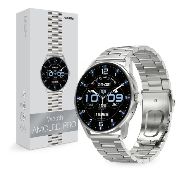Chytré hodinky ALIGATOR Watch AMOLED PRO, stříbrné