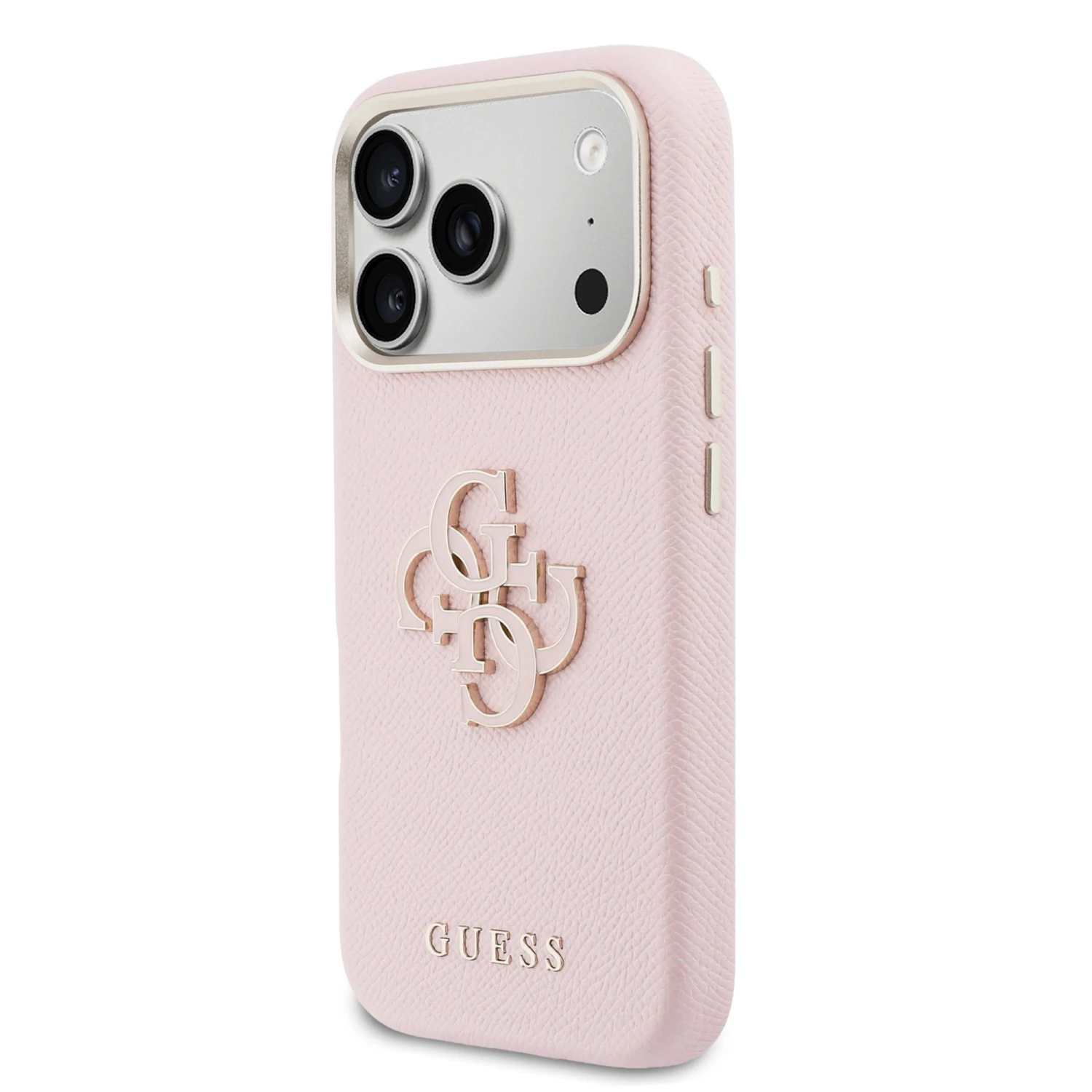 Guess PU Resin Logo Zadní Kryt pro iPhone 17 Pro Max Pink