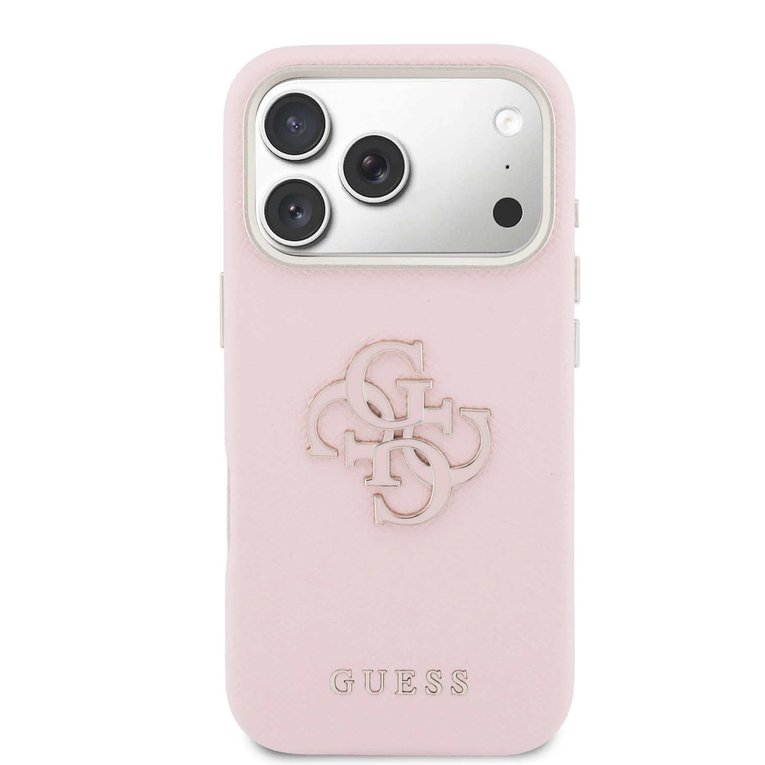 Guess PU Resin Logo Zadní Kryt pro iPhone 17 Pro Pink
