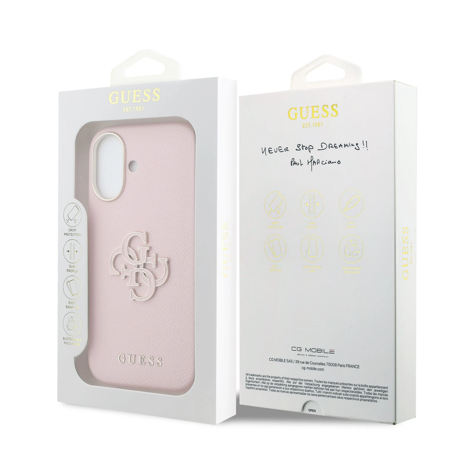 Guess PU Resin Logo Zadní Kryt pro iPhone 17 Pink
