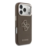 Guess PU Resin Logo Zadní Kryt pro iPhone 17 Pro Brown