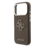 Guess PU Resin Logo Zadní Kryt pro iPhone 17 Pro Brown