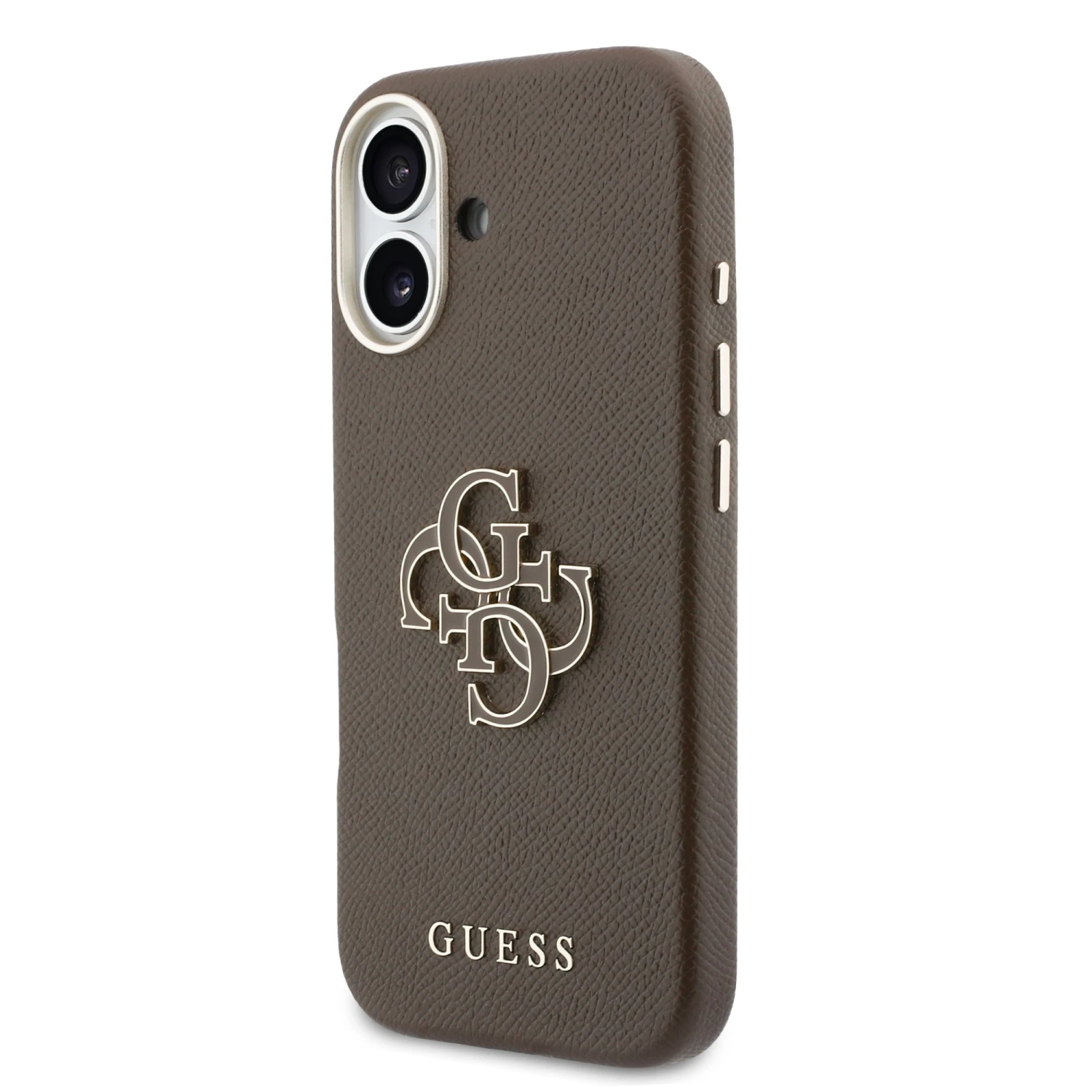 Guess PU Resin Logo Zadní Kryt pro iPhone 17 Brown