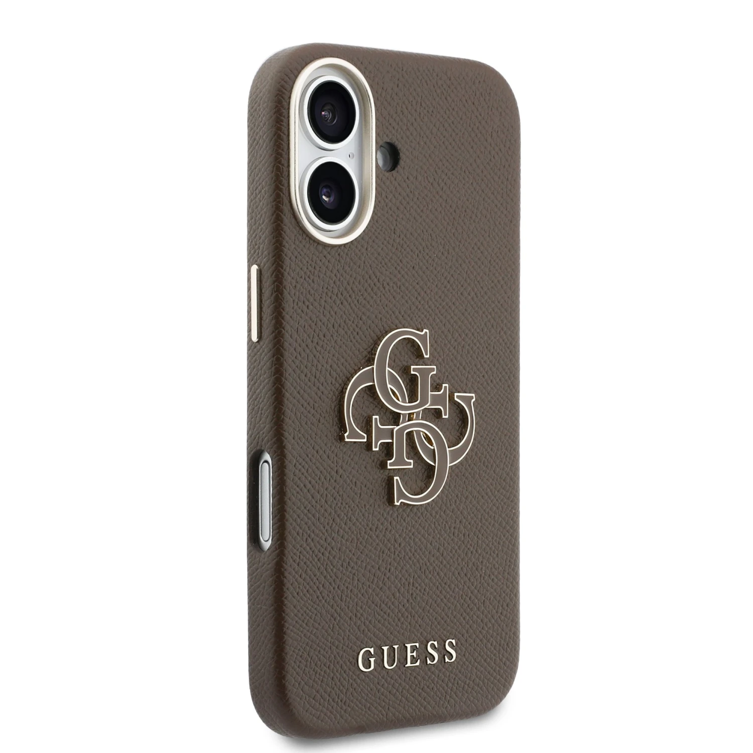 Guess PU Resin Logo Zadní Kryt pro iPhone 17 Brown