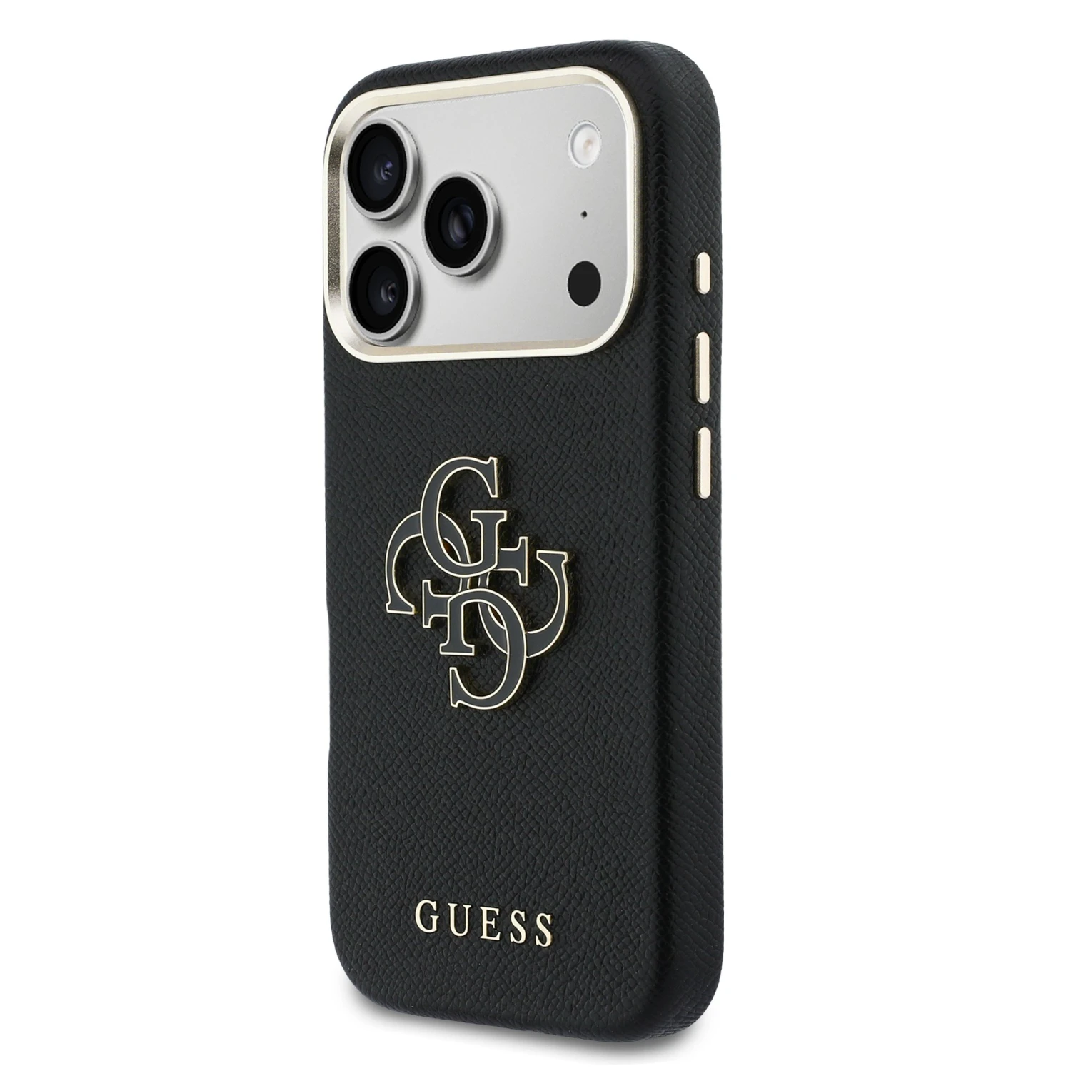 Guess PU Resin Logo Zadní Kryt pro iPhone 17 Pro Max Black