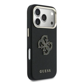 Zadní kryt Guess PU Resin Logo pro Apple iPhone 17 Pro, černá