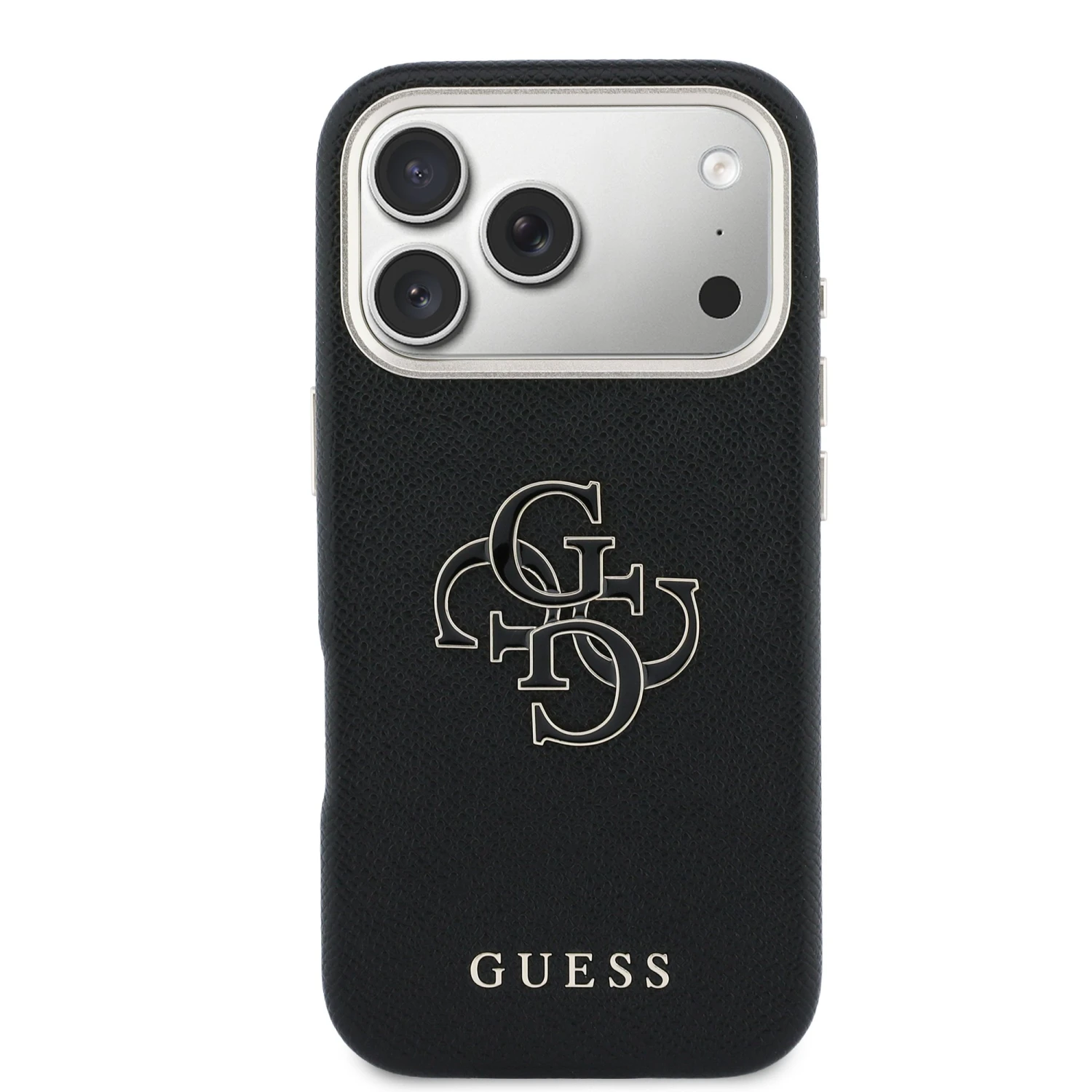 Guess PU Resin Logo Zadní Kryt pro iPhone 17 Pro Black