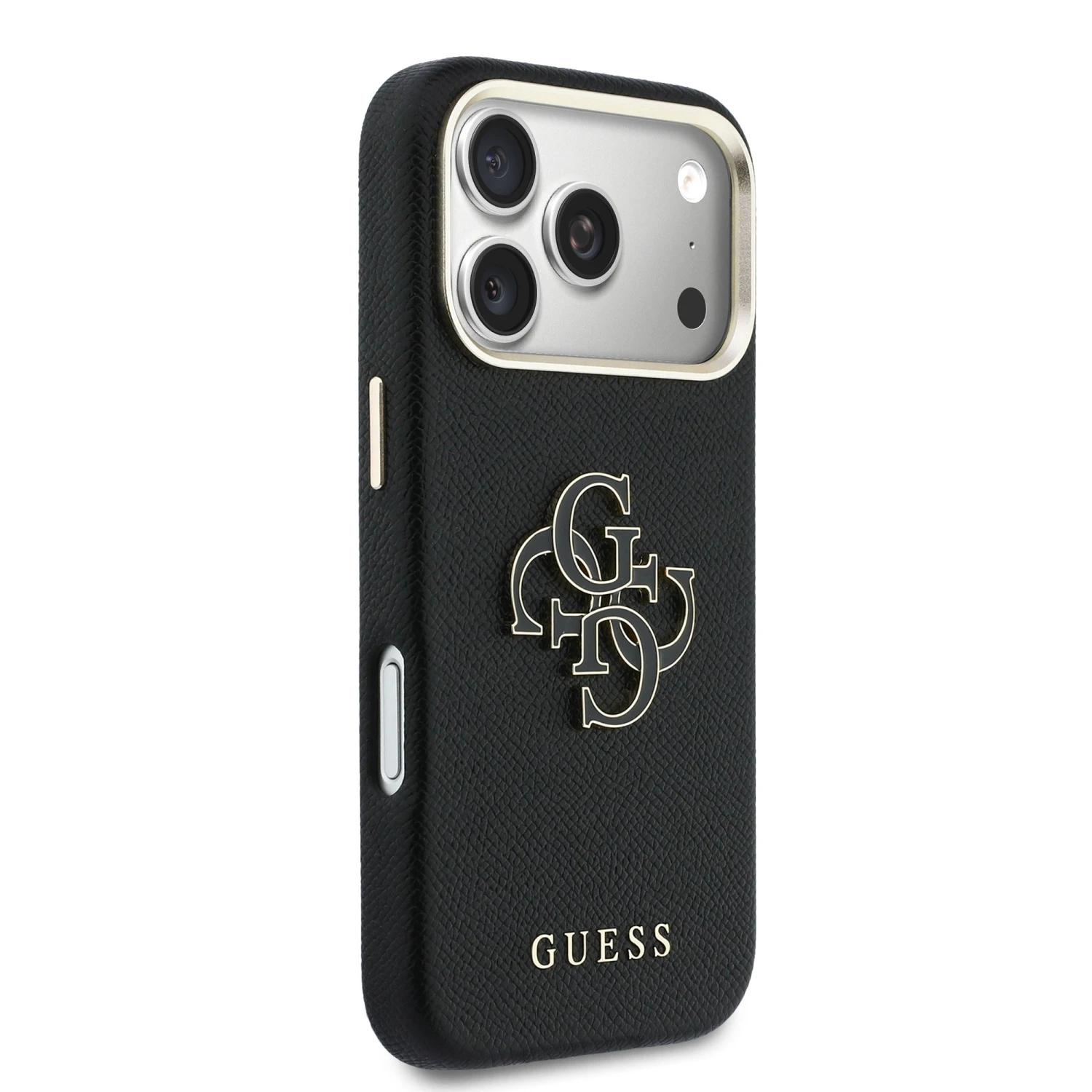 Guess PU Resin Logo Zadní Kryt pro iPhone 17 Pro Black