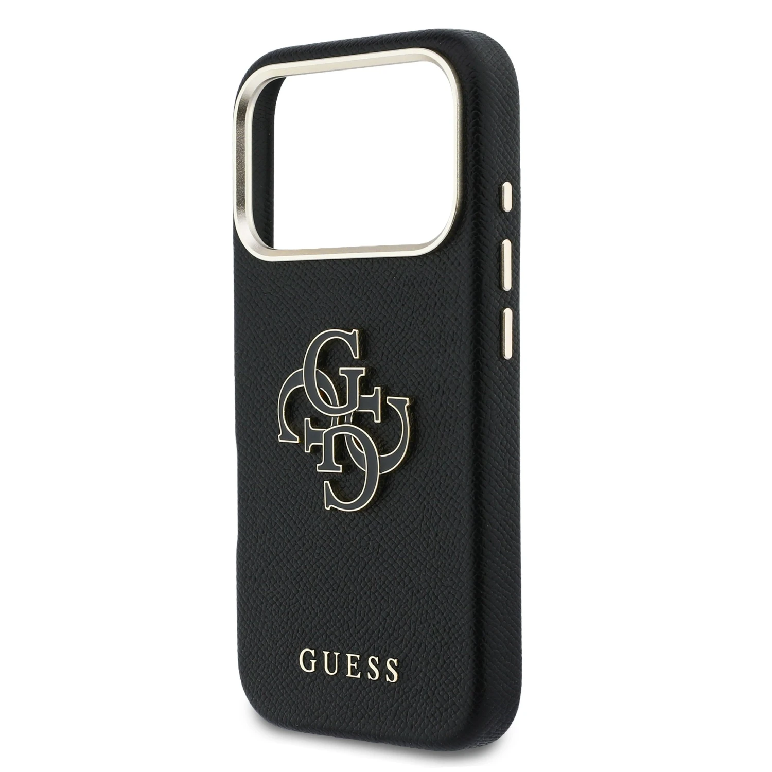 Guess PU Resin Logo Zadní Kryt pro iPhone 17 Pro Black