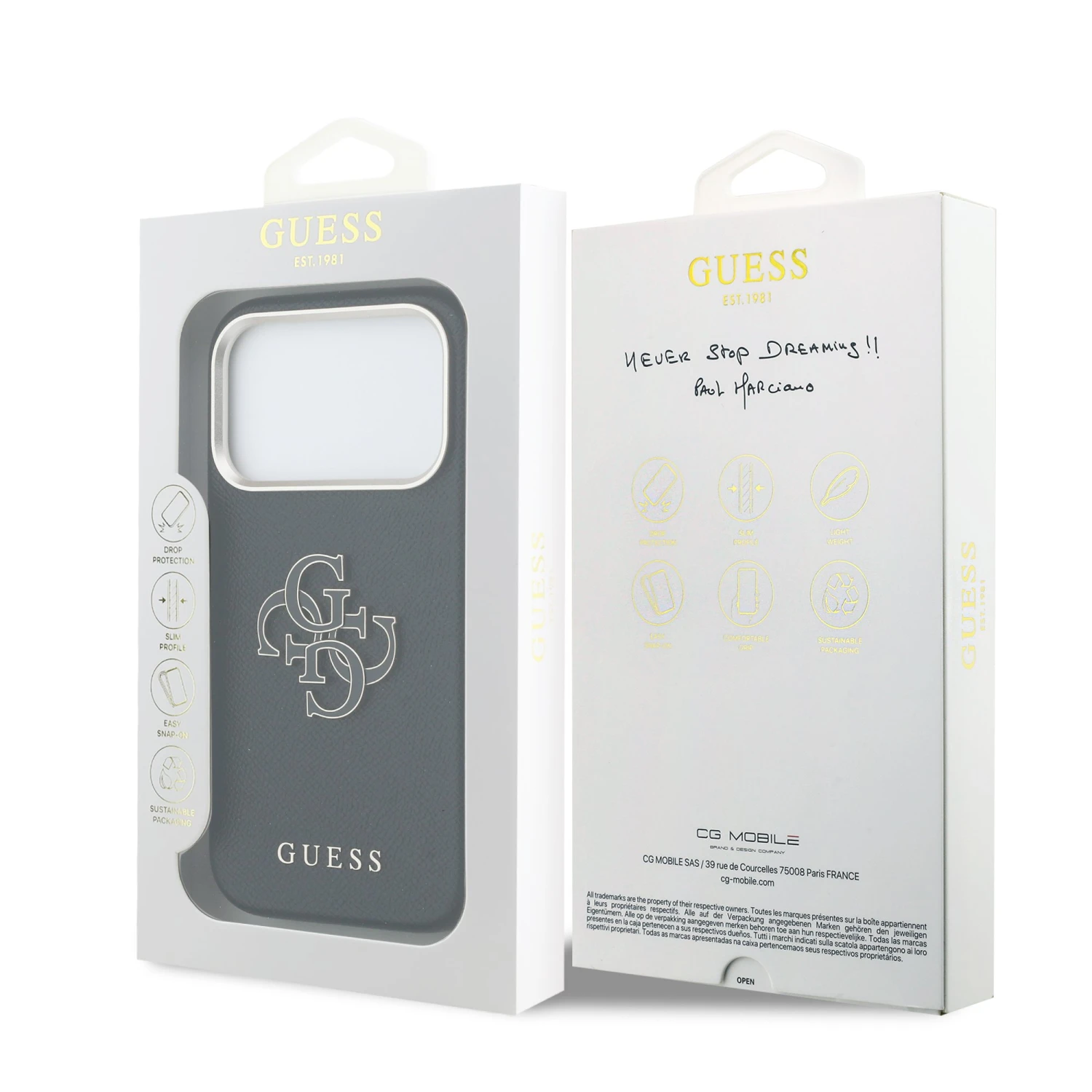 Guess PU Resin Logo Zadní Kryt pro iPhone 17 Pro Black