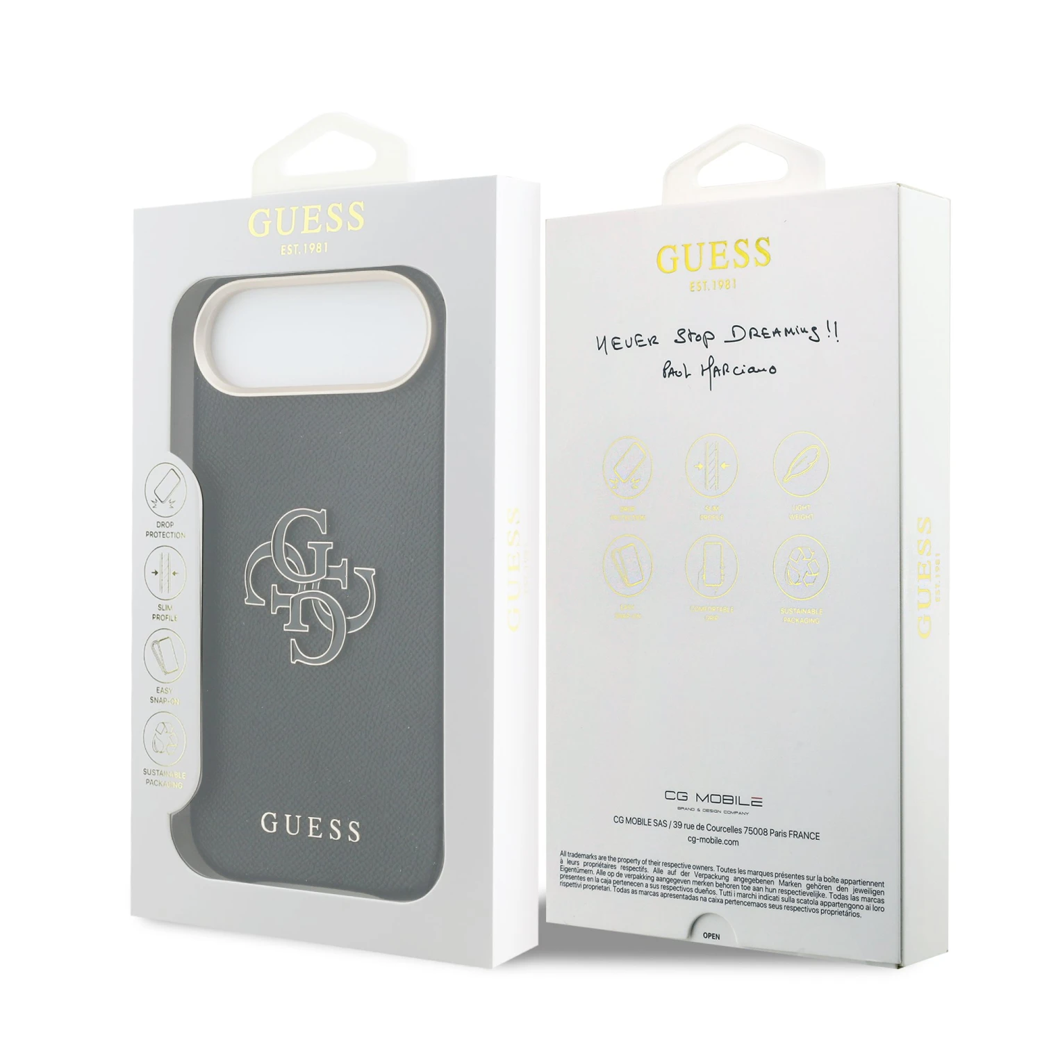 Guess PU Resin Logo Zadní Kryt pro iPhone Air Black