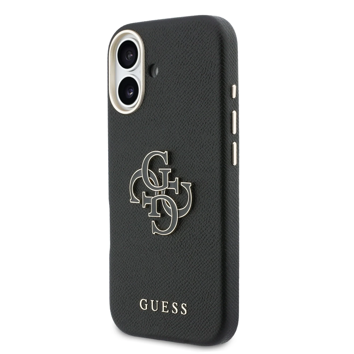 Guess PU Resin Logo Zadní Kryt pro iPhone 17 Black