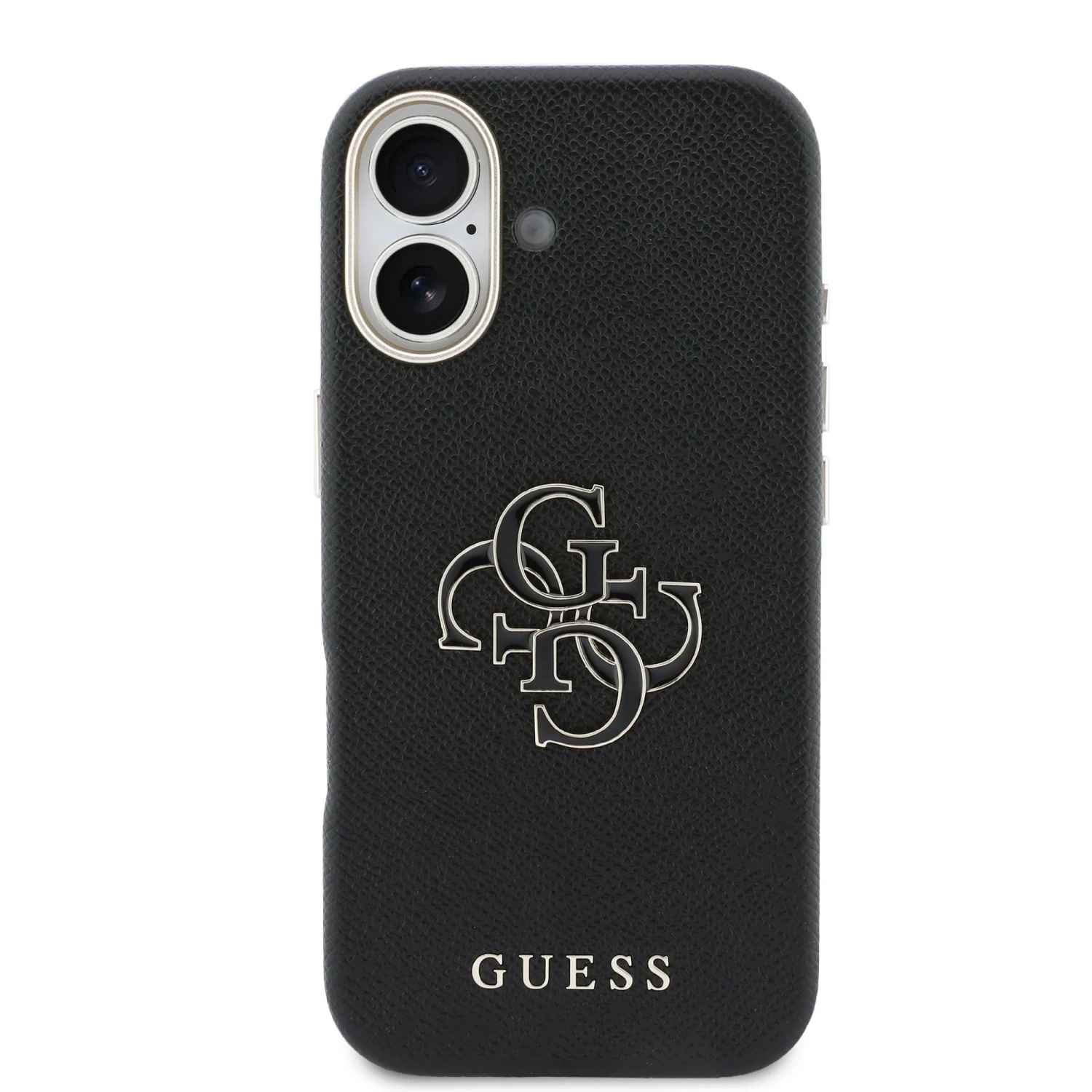 Guess PU Resin Logo Zadní Kryt pro iPhone 17 Black