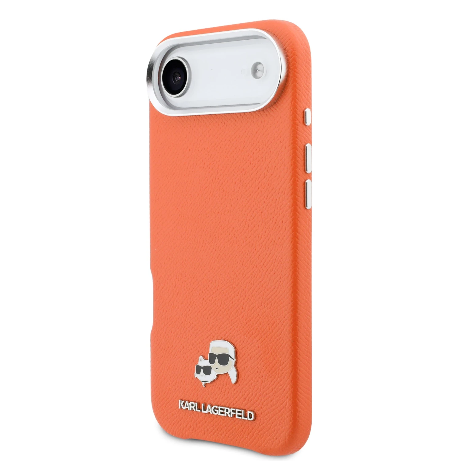 Karl Lagerfeld PU Karl and Choupette Heads Pins MagSafe Zadní Kryt pro iPhone Air Orange