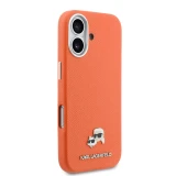 Karl Lagerfeld PU Karl and Choupette Heads Pins MagSafe Zadní Kryt pro iPhone 17 Orange