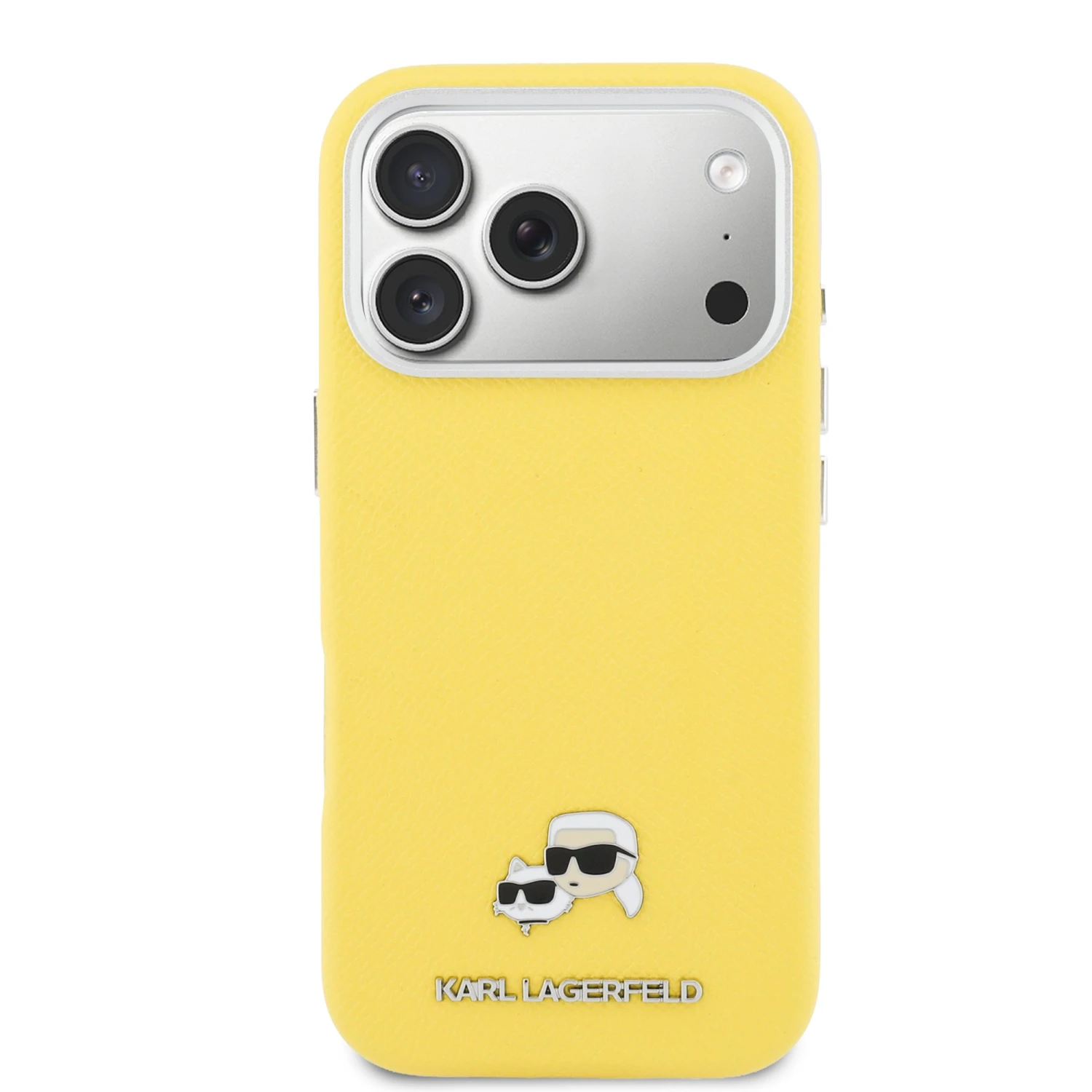 Karl Lagerfeld PU Karl and Choupette Heads Pins MagSafe Zadní Kryt pro iPhone 17 Pro Max Yellow