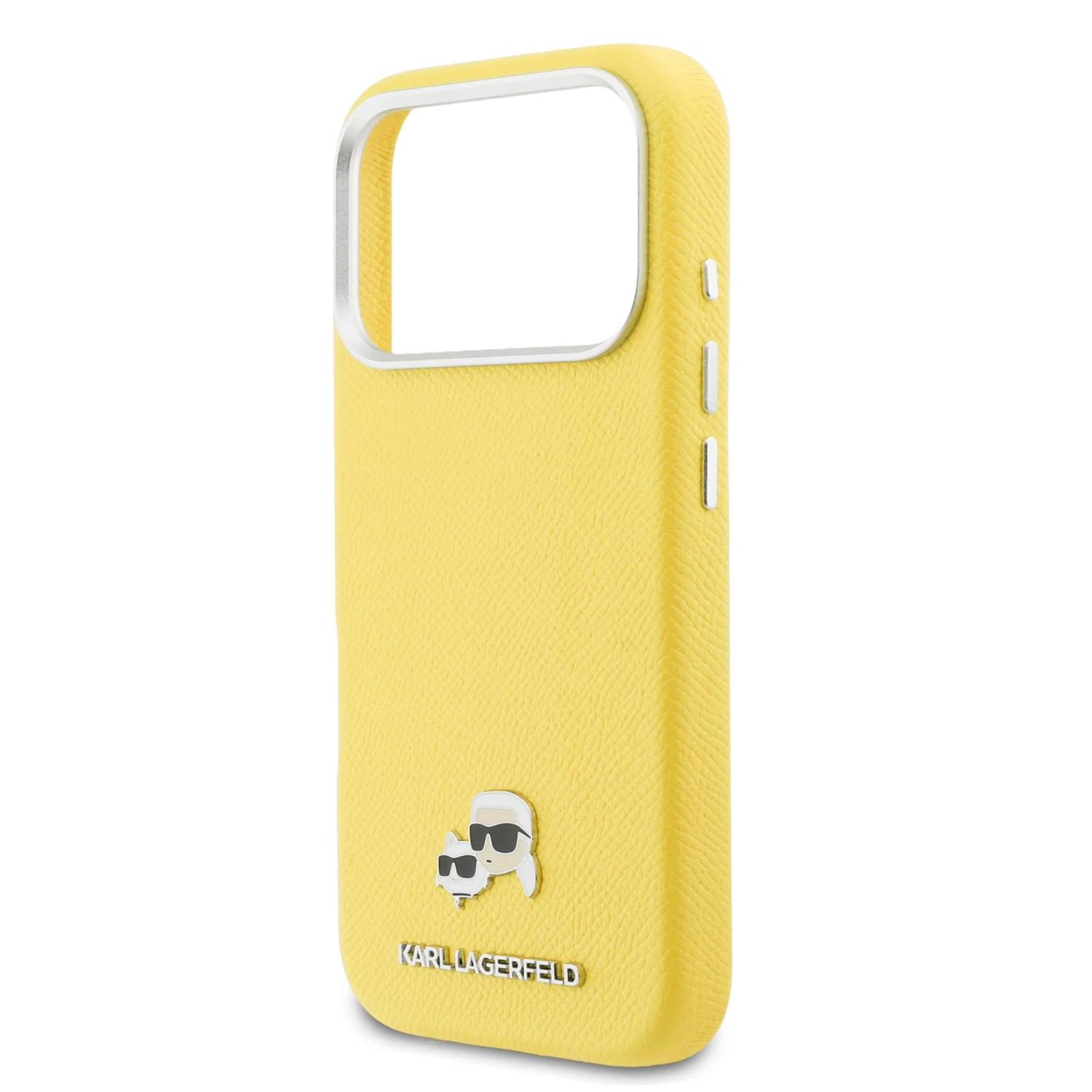 Karl Lagerfeld PU Karl and Choupette Heads Pins MagSafe Zadní Kryt pro iPhone 17 Pro Max Yellow