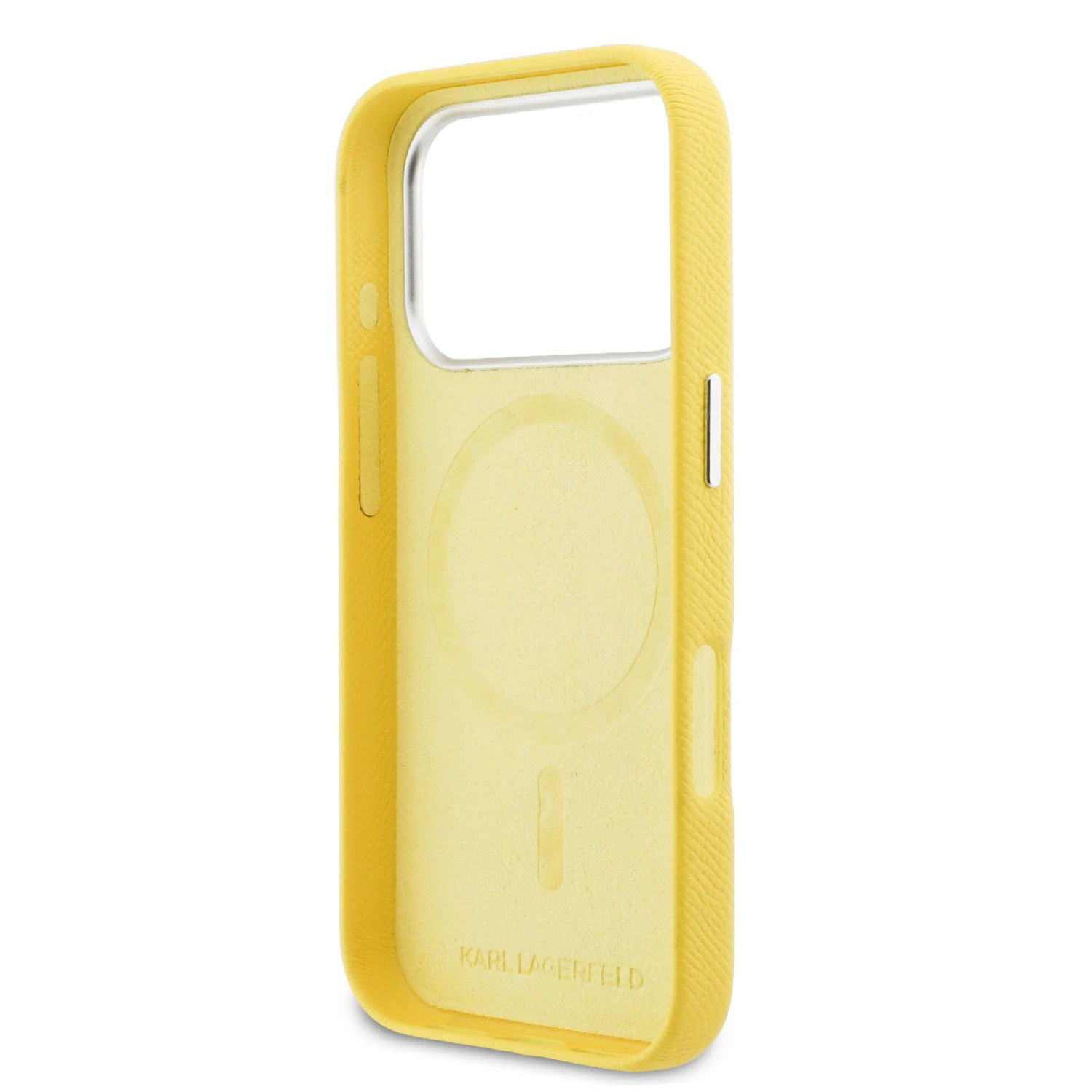 Karl Lagerfeld PU Karl and Choupette Heads Pins MagSafe Zadní Kryt pro iPhone 17 Pro Max Yellow