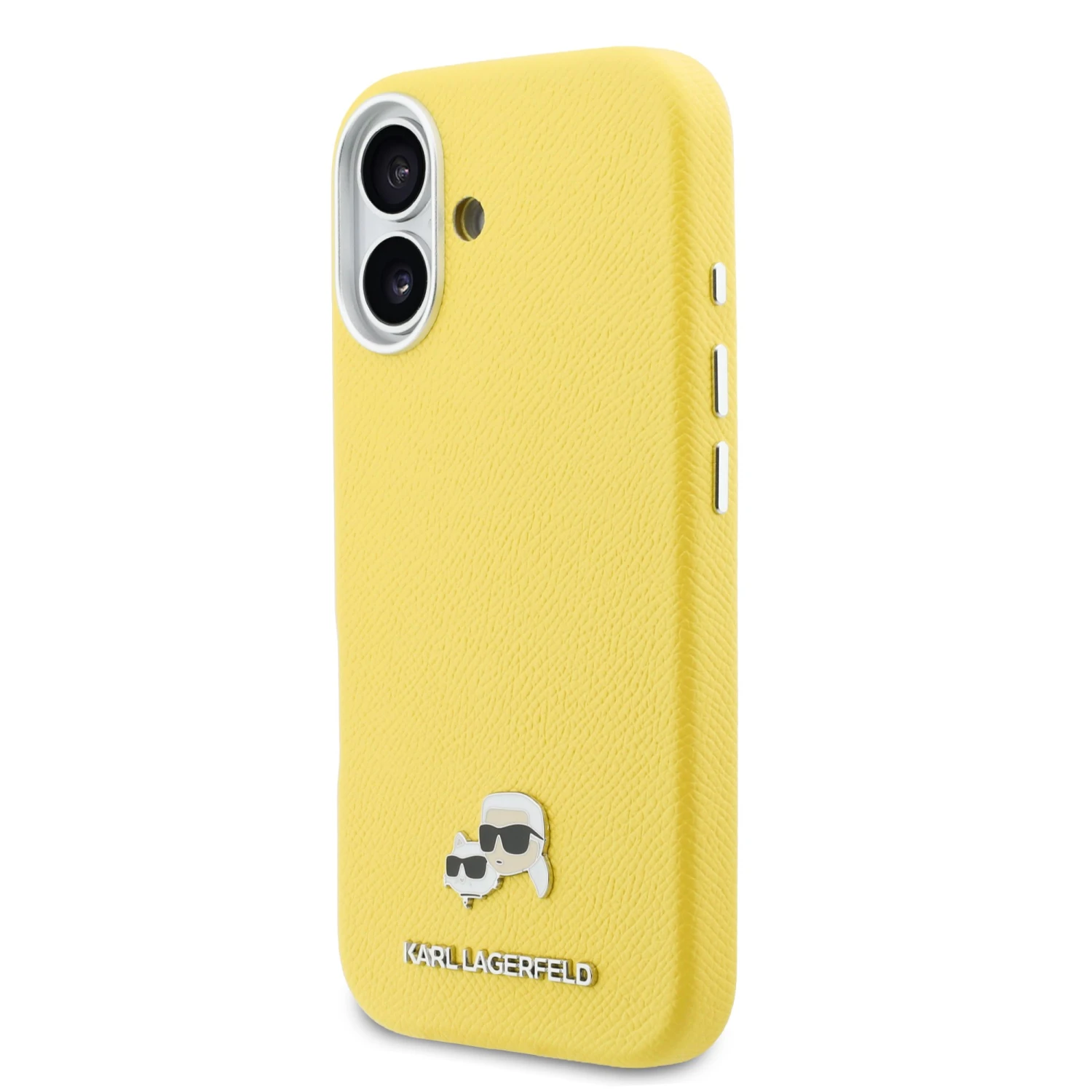 Karl Lagerfeld PU Karl and Choupette Heads Pins MagSafe Zadní Kryt pro iPhone 17 Yellow