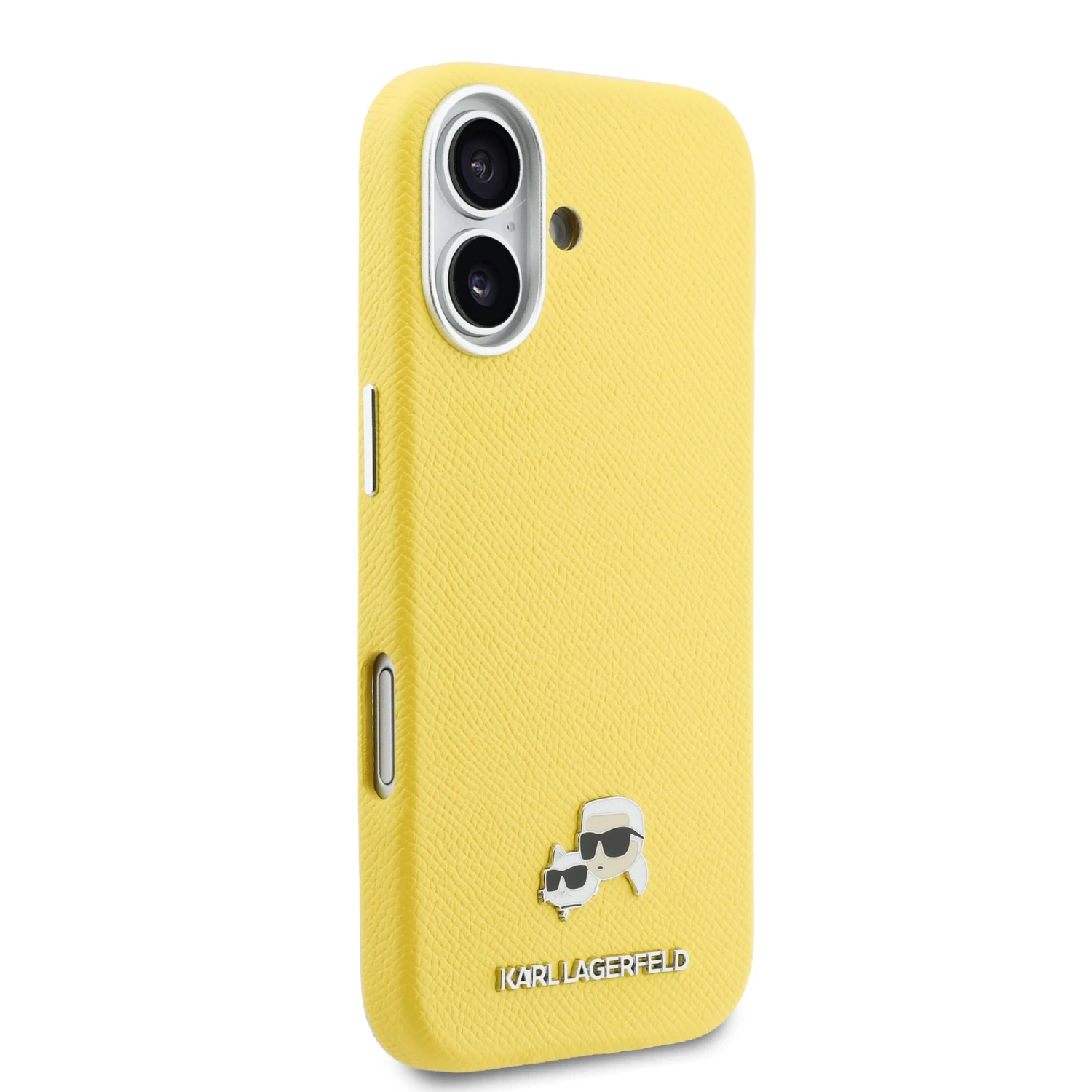 Karl Lagerfeld PU Karl and Choupette Heads Pins MagSafe Zadní Kryt pro iPhone 17 Yellow