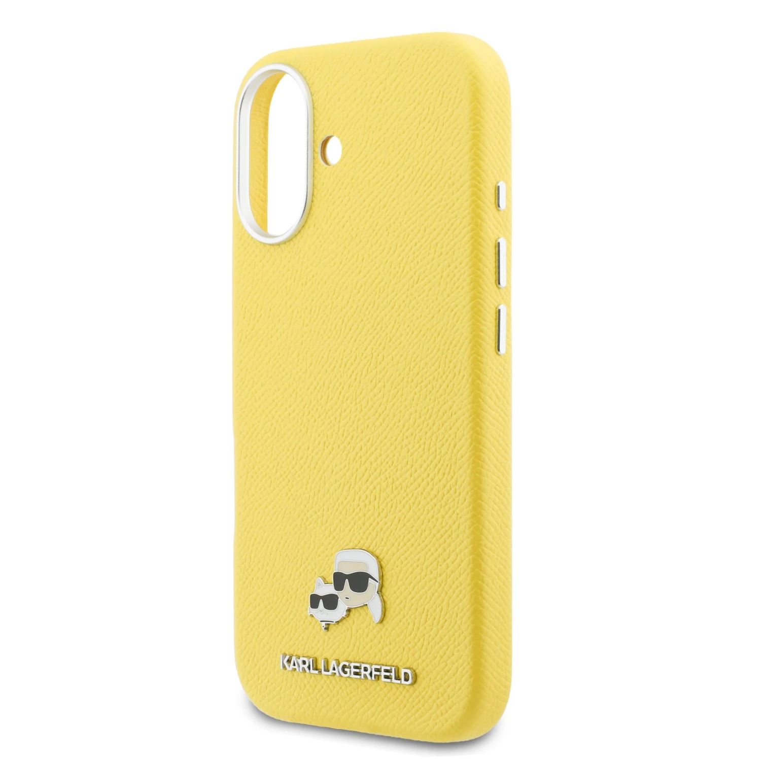 Karl Lagerfeld PU Karl and Choupette Heads Pins MagSafe Zadní Kryt pro iPhone 17 Yellow