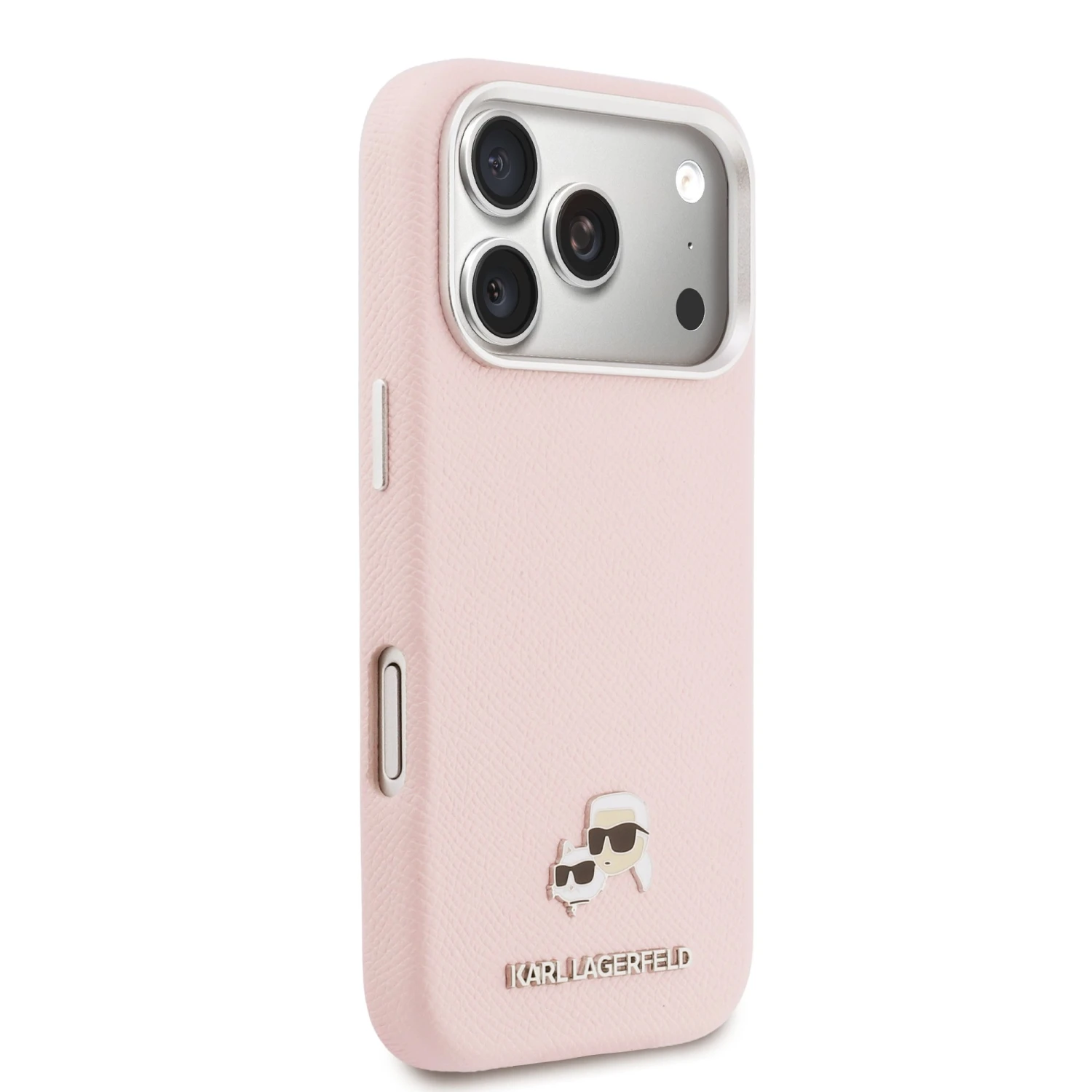 Karl Lagerfeld PU Karl and Choupette Heads Pins MagSafe Zadní Kryt pro iPhone 17 Pro Pink
