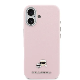 Zadní kryt Karl Lagerfeld PU Karl and Choupette Heads Pins MagSafe pro Apple iPhone 17, růžová