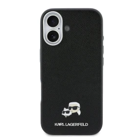 Zadní kryt Karl Lagerfeld PU Karl and Choupette Heads Pins MagSafe pro Apple iPhone 17, černá