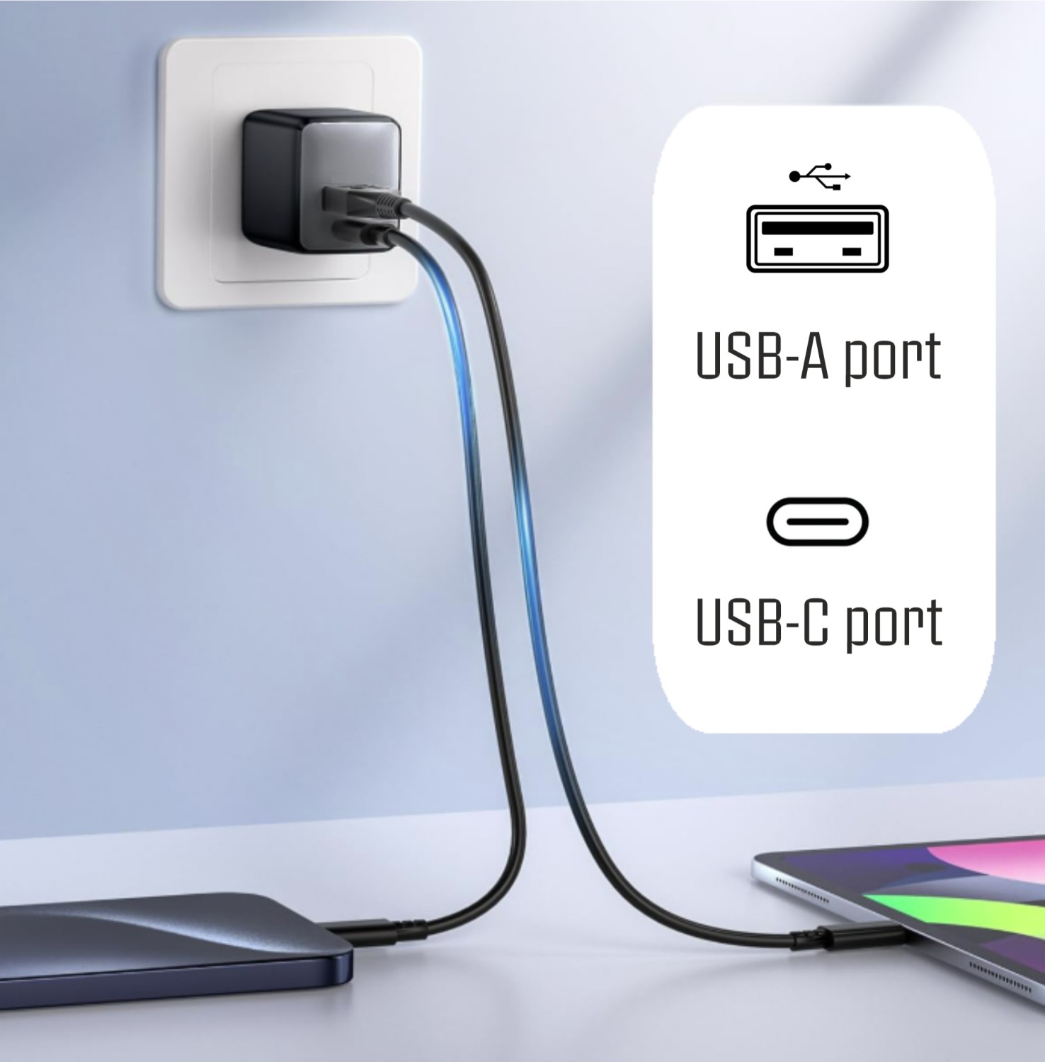 iPeax GaN Síťová Nabíječka 25W (USB-C + USB-A) černá