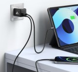 iPeax GaN Síťová nabíječka 45W (USB-C + USB-A) černá