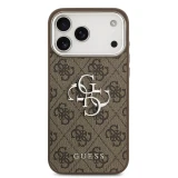 Guess PU 4G Metal Logo Zadní Kryt pro iPhone 17 Pro Max Silver Brown