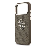 Guess PU 4G Metal Logo Zadní Kryt pro iPhone 17 Pro Max Silver Brown