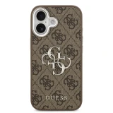 Guess PU 4G Metal Logo Zadní Kryt pro iPhone 17 Silver Brown