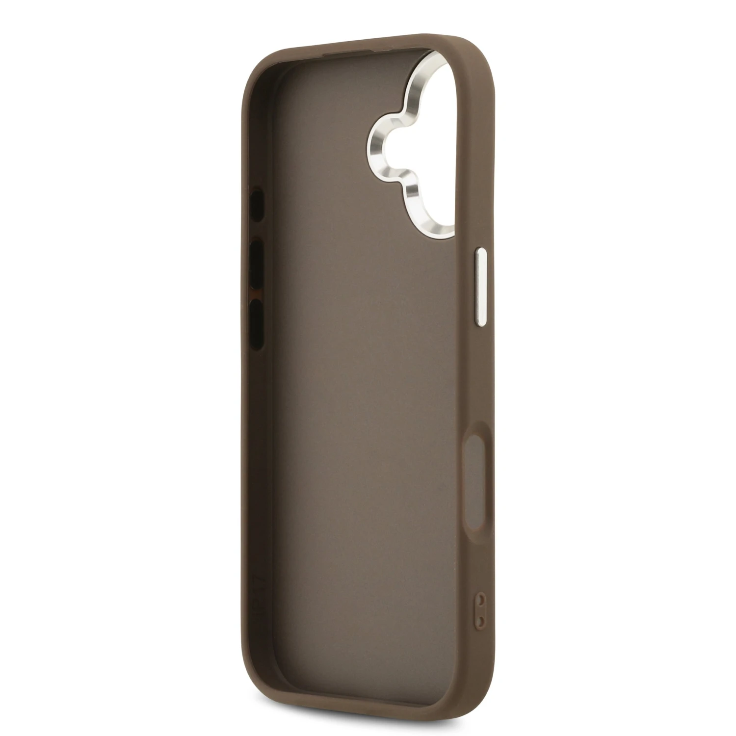 Guess PU 4G Metal Logo Zadní Kryt pro iPhone 17 Silver Brown