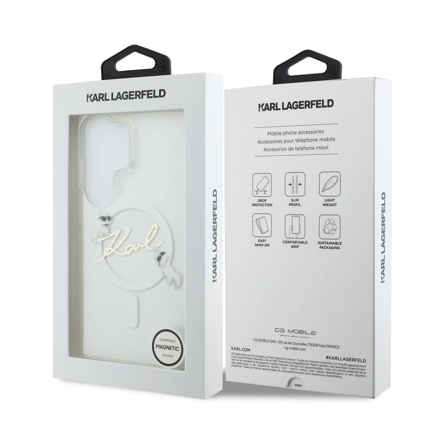 Karl Lagerfeld IML Choupette Karl Script Logo Magnetic Zadní Kryt pro Samsung Galaxy S26 Ultra Transparent
