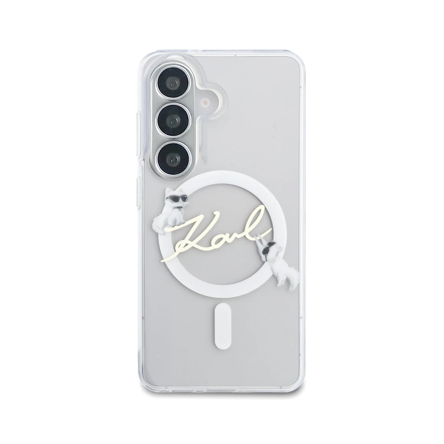 Karl Lagerfeld IML Choupette Karl Script Logo Magnetic Zadní Kryt pro Samsung Galaxy S26 Transparent
