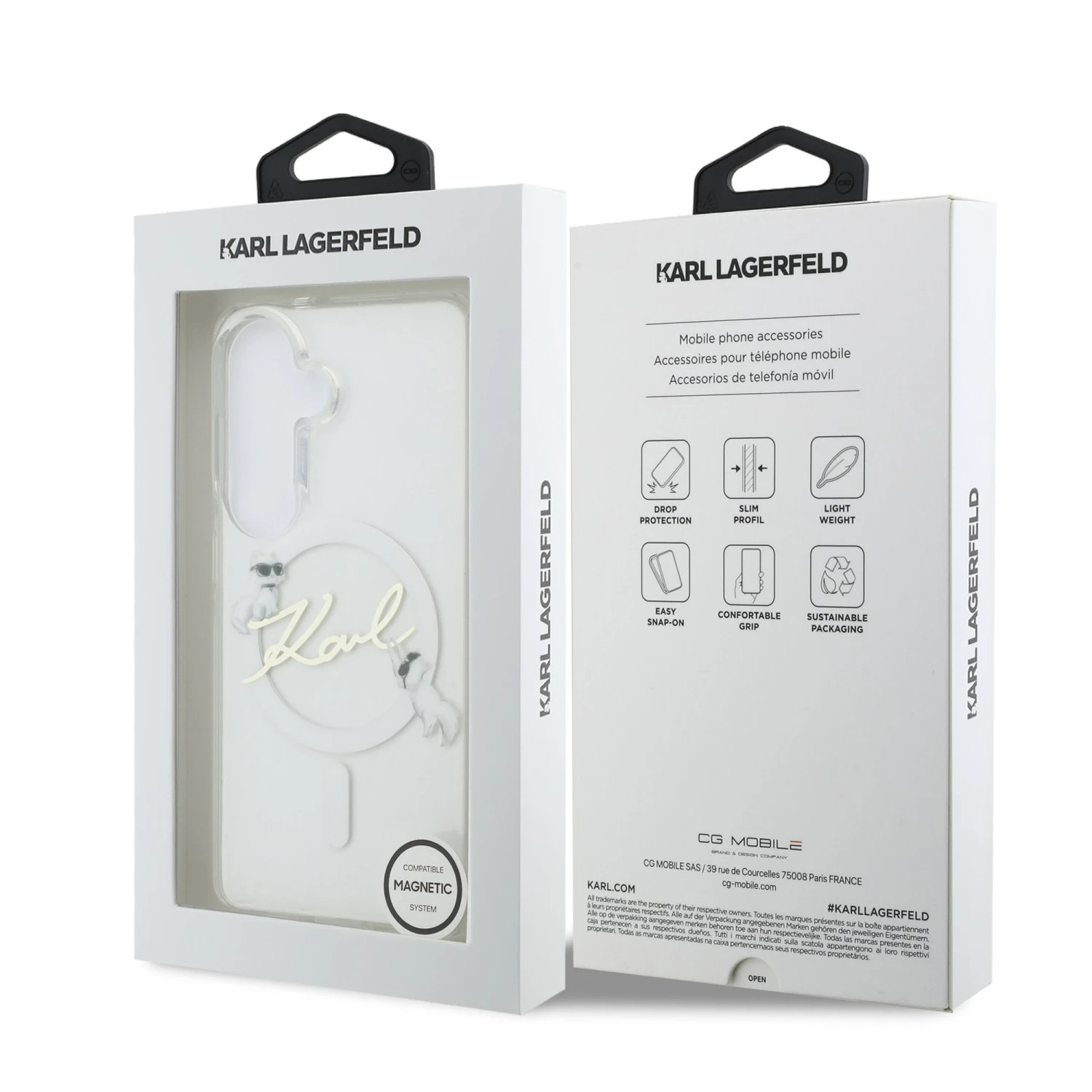 Karl Lagerfeld IML Choupette Karl Script Logo Magnetic Zadní Kryt pro Samsung Galaxy S26 Transparent