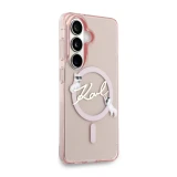 Karl Lagerfeld IML Choupette Karl Script Logo Magnetic Zadní Kryt pro Samsung Galaxy S26 Pink
