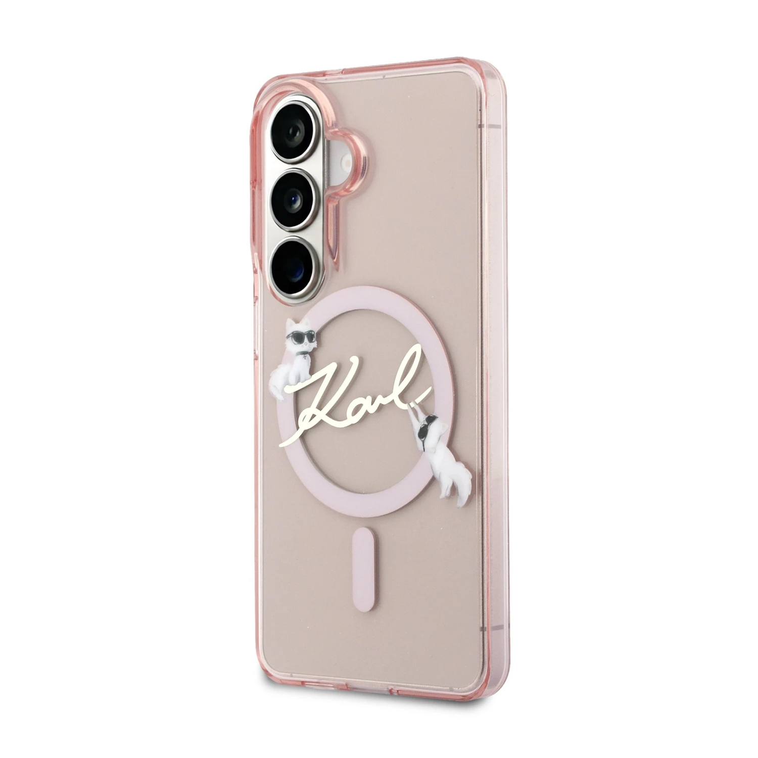 Karl Lagerfeld IML Choupette Karl Script Logo Magnetic Zadní Kryt pro Samsung Galaxy S26 Pink