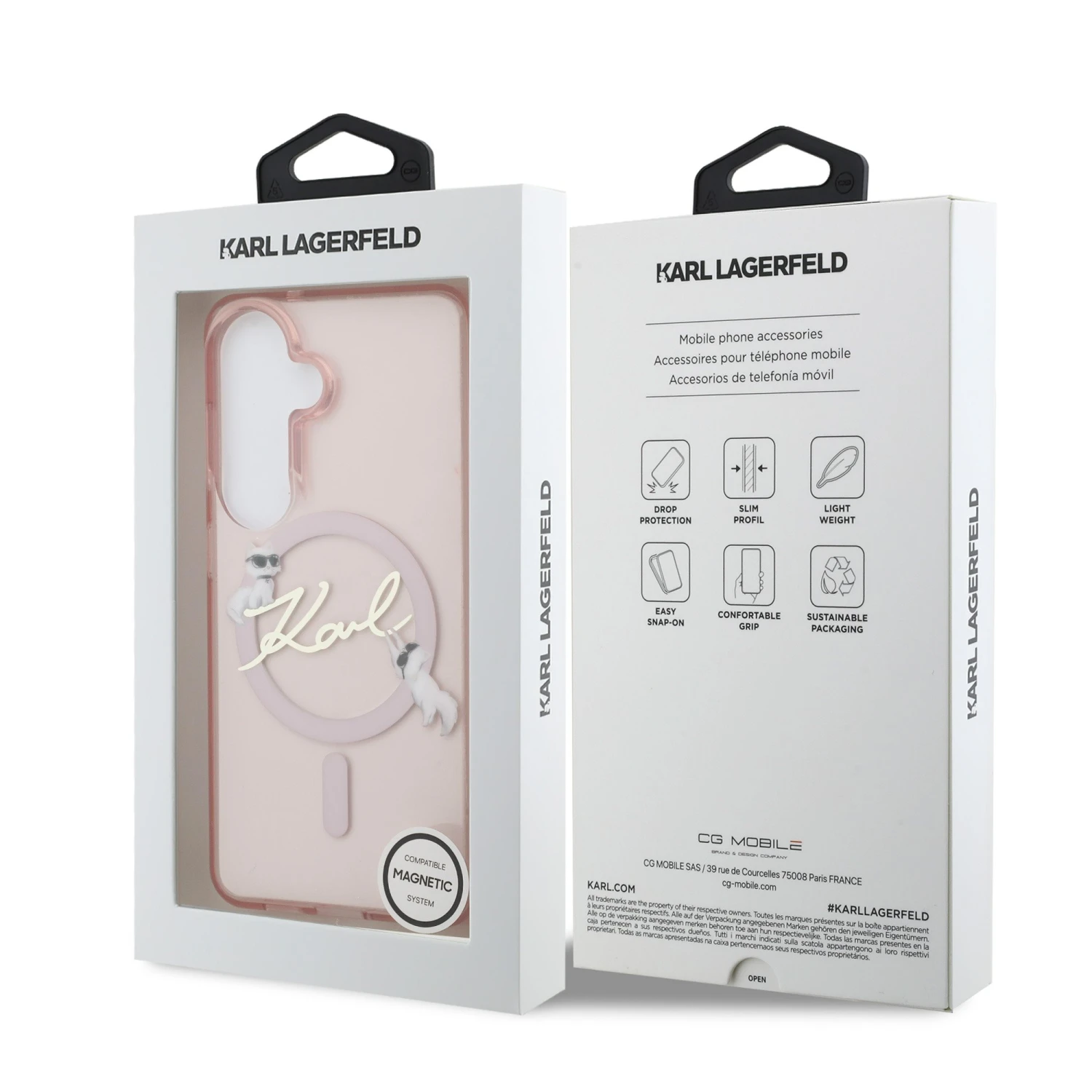 Karl Lagerfeld IML Choupette Karl Script Logo Magnetic Zadní Kryt pro Samsung Galaxy S26 Pink